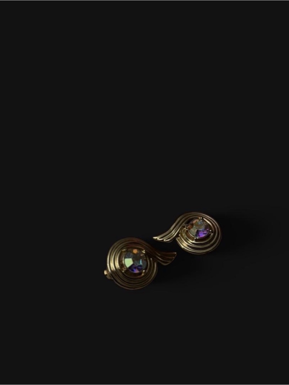 Sarah Coventry Gold-Tone Swirl Earrings with Iridescent Stones
